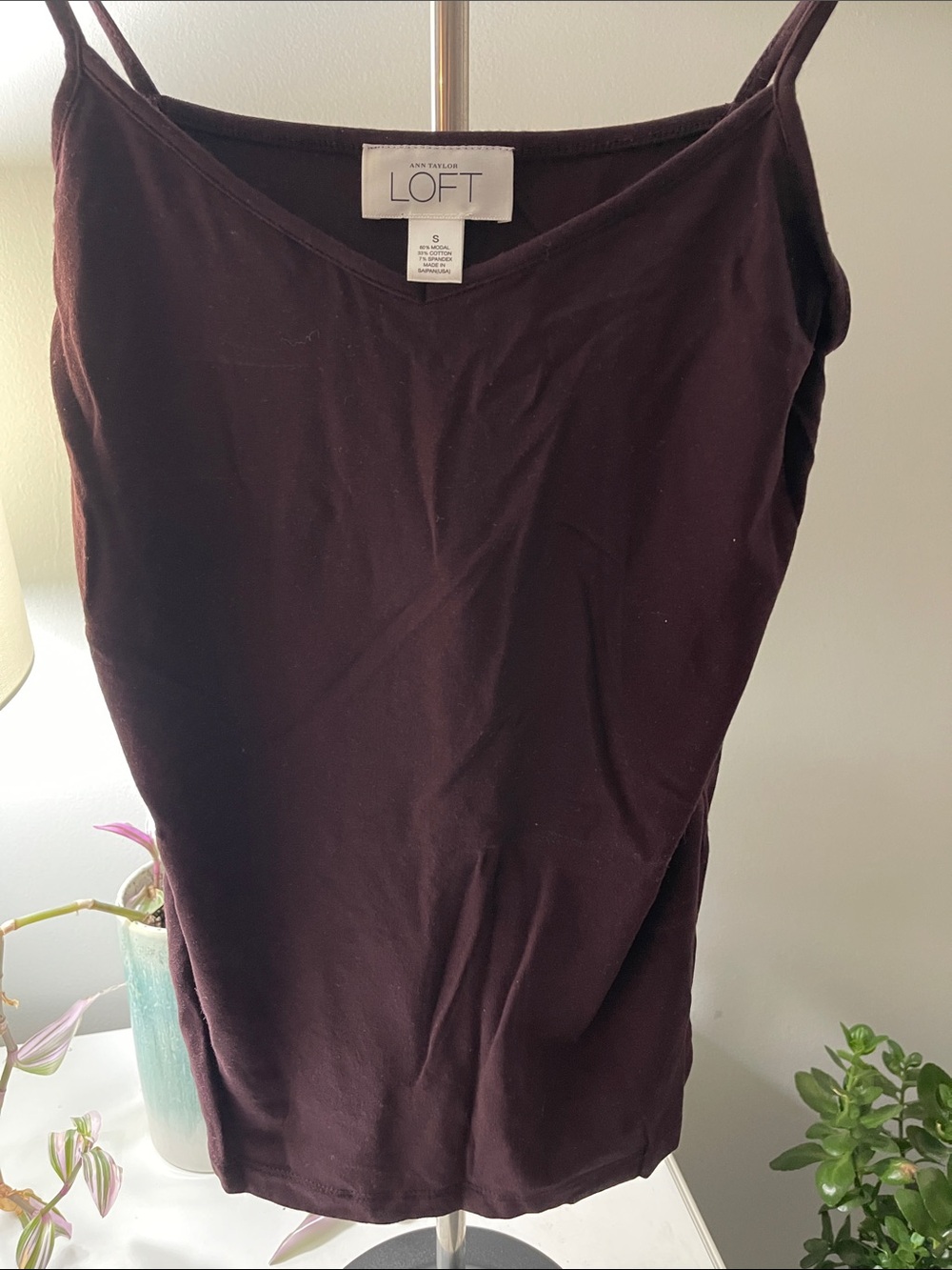 LOFT Burgundy V-Neck Sleeveless Camisole
